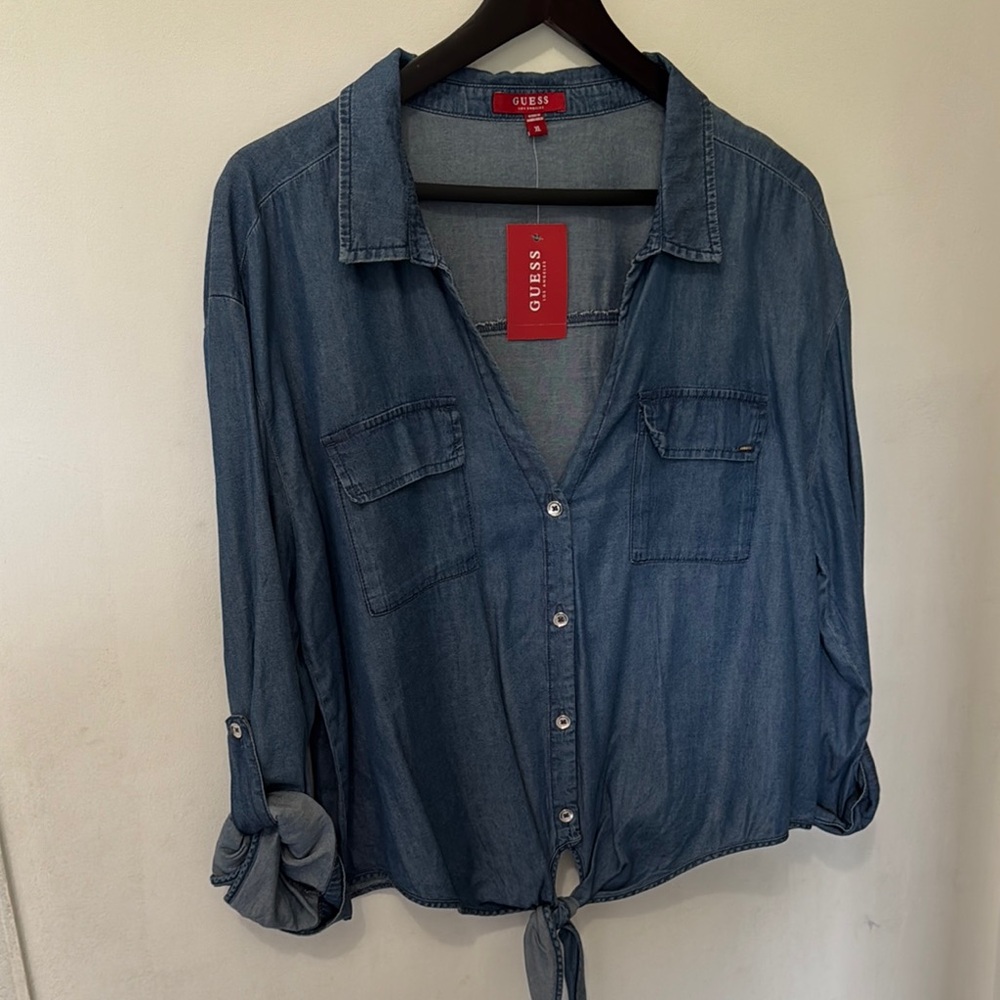 Guess Blue Denim Button-Up Shirt